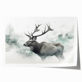 Moose and elk wall art design showcasing wildlife in vibrant colors, rolled for easy display, perfect for nature enthusiasts and home decor accents.