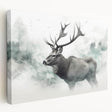 Side view of a stretched canvas wall art featuring a moose and elk design, showcasing rich colors and detailed wildlife imagery, perfect for nature enthusiasts.
