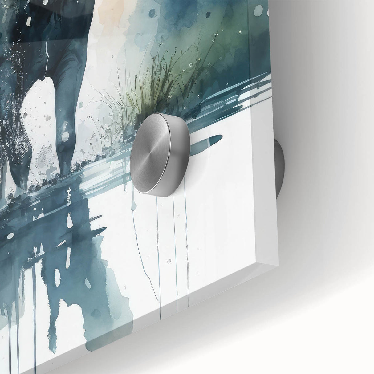 Close-up of a stunning moose and elk wildlife wall art design, featuring intricate details and vibrant colors on acrylic glass, perfect for nature enthusiasts.