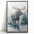 Framed acrylic wall art featuring a moose and elk design, showcasing vibrant wildlife imagery against a black background, ideal for nature enthusiasts' decor.