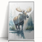 Framed wall art featuring a moose and elk design, showcasing intricate wildlife illustrations on a white background, perfect for nature enthusiasts' decor.