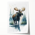 Moose and elk wall art print showcasing intricate wildlife design with vibrant colors, rolled and ready for display, ideal for nature-themed decor.
