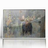 Framed wall art collection showcasing a striking moose and elk design in a white frame, perfect for nature enthusiasts and home decor. Ideal for adding a rustic touch to any space.