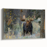 Framed wall art collection showcasing a moose and elk design, featuring intricate animal illustrations in natural colors, ideal for wildlife enthusiasts and home decor.