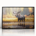 Framed wall art showcasing a striking moose and elk design in a black frame, perfect for nature enthusiasts and wildlife decor lovers. The artwork captures intricate details and vibrant colors, enhancing any living space or office environment.