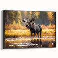 Framed wall art collection showcasing a moose and elk design, featuring intricate details on a black canvas, ideal for nature-themed home decor.