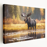 Moose and elk design wall art collection displayed on stretched canvas, showcasing intricate wildlife illustrations in natural colors, perfect for nature enthusiasts.