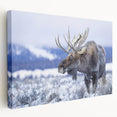 Side view of a stretched canvas wall art featuring a moose and elk design, showcasing vibrant colors and intricate details, perfect for wildlife enthusiasts.