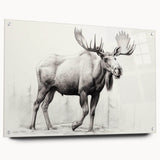 Acrylic glass wall art collection featuring a side view of a moose and elk design, showcasing intricate details and vibrant colors, perfect for wildlife enthusiasts.