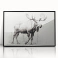Framed acrylic wall art featuring a moose and elk design, showcasing a black frame and vibrant wildlife colors, perfect for nature-themed decor.