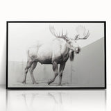 Framed acrylic wall art featuring a moose and elk design, showcasing a black frame and vibrant wildlife colors, perfect for nature-themed decor.