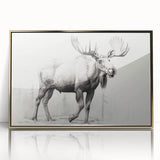 Framed wall art collection featuring a majestic moose and elk design in a gold acrylic frame, showcasing intricate details and vibrant colors, perfect for nature enthusiasts.