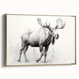 Framed wall art featuring a moose and elk design in a natural setting, showcasing rich colors and detailed textures, perfect for wildlife enthusiasts.