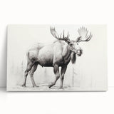 Moose and elk design stretched canvas wall art featuring a vibrant forest backdrop, perfect for wildlife enthusiasts. Ideal for home decor or nature-themed spaces.