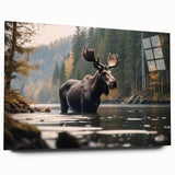 Moose and elk wall art collection displayed in an acrylic glass frame, showcasing detailed wildlife designs with vibrant colors, ideal for nature enthusiasts.