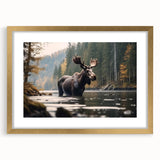 Framed wall art collection featuring a moose and elk design in gold, highlighting intricate wildlife details against a neutral backdrop, perfect for nature-themed decor.