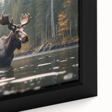 Close-up view of a framed wall art collection showcasing a moose and elk design, featuring intricate details and vibrant colors, ideal for wildlife enthusiasts.