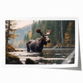 Moose and elk wall art collection featuring intricate wildlife designs, showcasing rich colors on a rolled print, ideal for nature-themed decor.