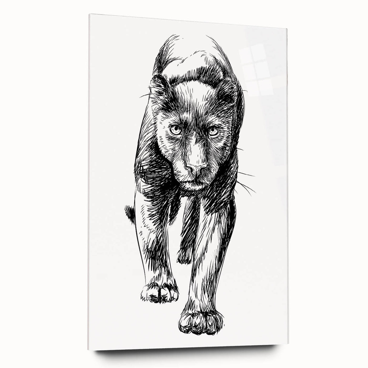 Vibrant wall art featuring a striking panther design, printed on acrylic glass, showcasing intricate details and bold colors, ideal for wildlife enthusiasts.