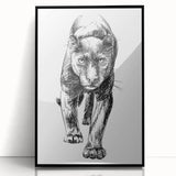 Framed acrylic wall art featuring a striking panther design, showcasing vibrant colors against a sleek black background, perfect for animal lovers and modern decor.