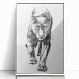 Framed wall art featuring a striking panther design on a white background, showcasing vibrant colors and intricate details, perfect for animal lovers and modern decor.