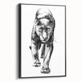 Framed wall art featuring a striking panther design in vibrant colors, set against a black background, showcasing wildlife artistry in an elegant display.