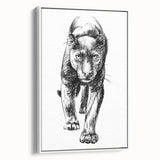 Framed wall art featuring a striking panther design on a white background, showcasing vibrant colors and intricate details, perfect for wildlife enthusiasts' decor.