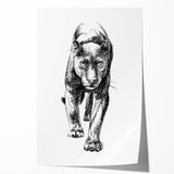Panther wall art print showcasing a vibrant, detailed illustration of a sleek black panther among lush green foliage, perfect for wildlife-themed decor.