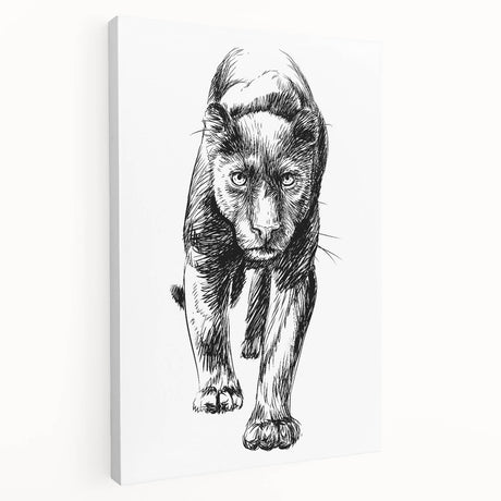 Stretched canvas wall art showcasing a majestic panther design, highlighting intricate details and vibrant colors, perfect for wildlife-themed decor.