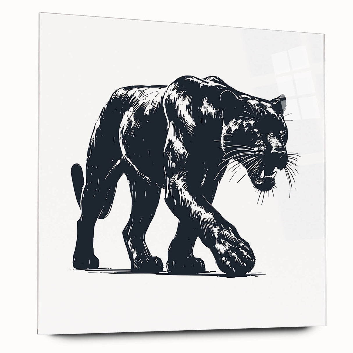 Vibrant acrylic glass wall art featuring a majestic panther design, showcasing intricate details and rich colors, perfect for wildlife enthusiasts.