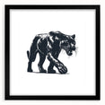 Black-framed wall art featuring a striking panther design, showcasing vivid colors and intricate details, perfect for animal lovers and modern decor enthusiasts.