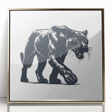 Framed acrylic wall art showcasing a striking panther design in gold, emphasizing wildlife beauty and elegance, perfect for modern home decor.