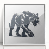 Framed wall art featuring a panther design in a vibrant color palette, showcasing intricate details and sleek lines, perfect for animal lovers and modern decor.