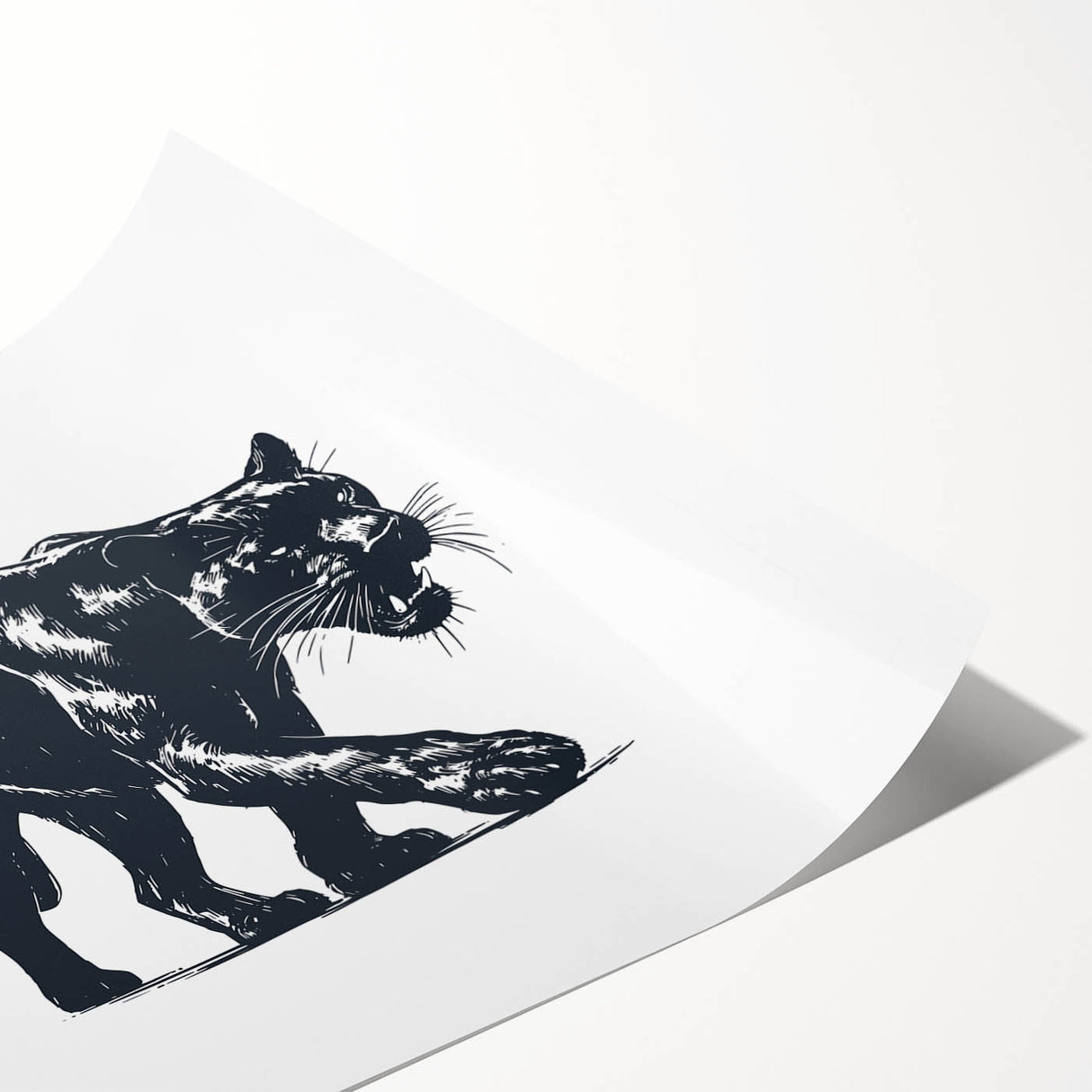 Vibrant panther design wall art print showcasing intricate details and bold colors, rolled for easy framing, perfect for wildlife enthusiasts and home decor.
