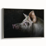 Stylish framed wall art featuring a whimsical pig design in a silver frame, showcasing vibrant colors and intricate details, perfect for animal lovers and home decor.