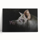 Stretched canvas wall art featuring a whimsical pig design, showcasing vibrant colors and playful details, perfect for animal lovers and home decor enthusiasts.