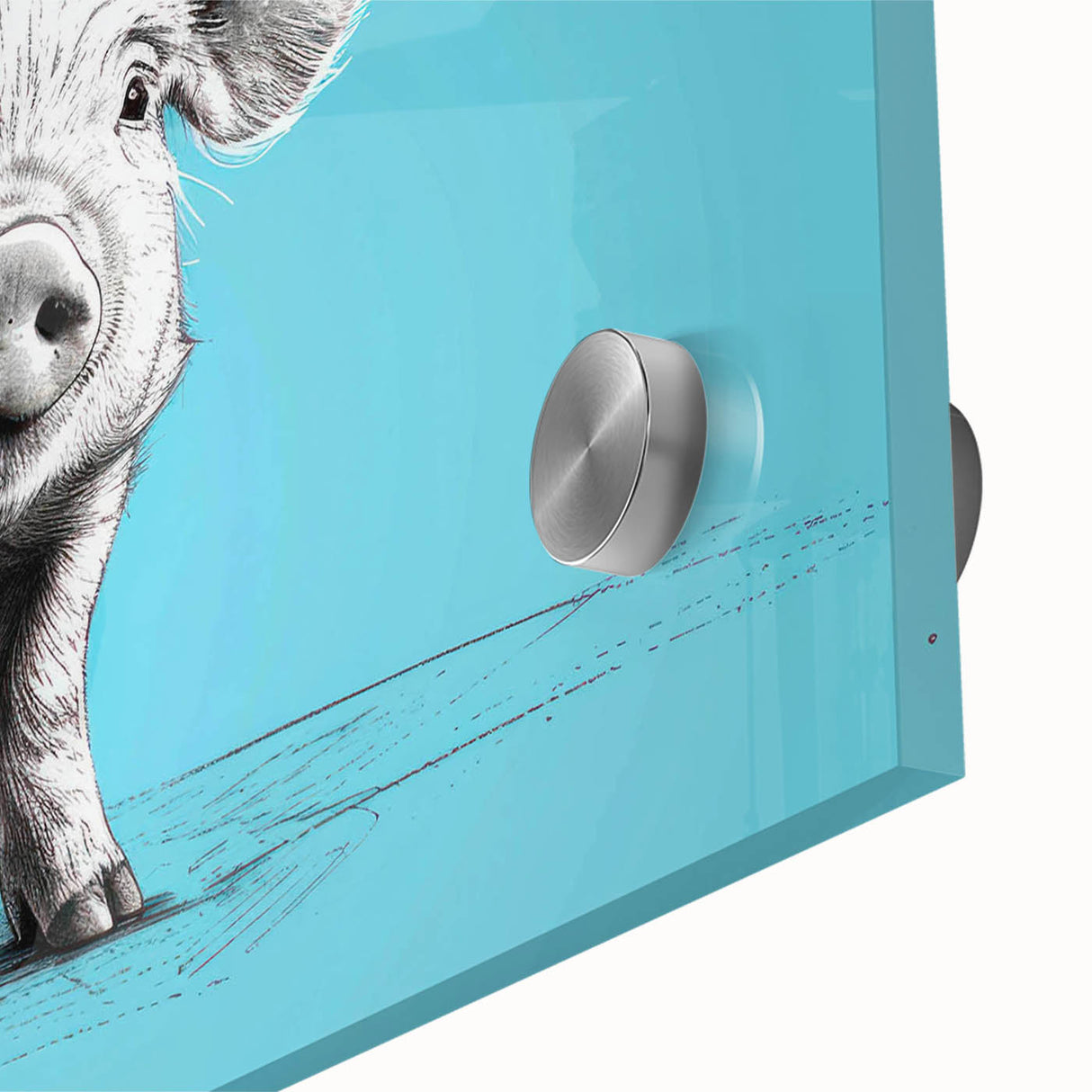 Close-up of a vibrant acrylic wall art piece featuring a whimsical pig design, showcasing intricate details and rich colors, perfect for animal lovers' decor.
