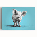 Vibrant stretched canvas wall art featuring a playful pig design, showcasing intricate details and rich colors, perfect for adding character to any room.