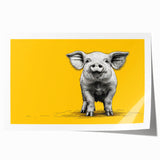 Whimsical wall art print featuring a playful pig design, showcasing vibrant colors and intricate details, perfect for animal lovers and home decor enthusiasts.