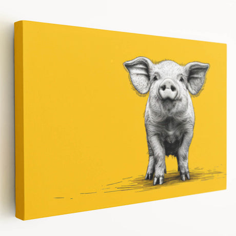 Wall art canvas featuring a whimsical pig design in vibrant colors, showcasing a side view with intricate details, perfect for animal lovers and home decor enthusiasts.