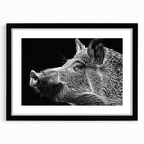 Framed wall art collection featuring a playful pig design in a black frame, highlighted by a white mat, perfect for animal lovers and home decor enthusiasts.