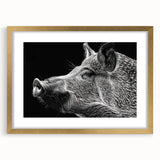 Framed wall art featuring a whimsical pig design from the "Animals: A Wild Life" collection, elegantly matted in gold, ideal for children's rooms or playful decor.