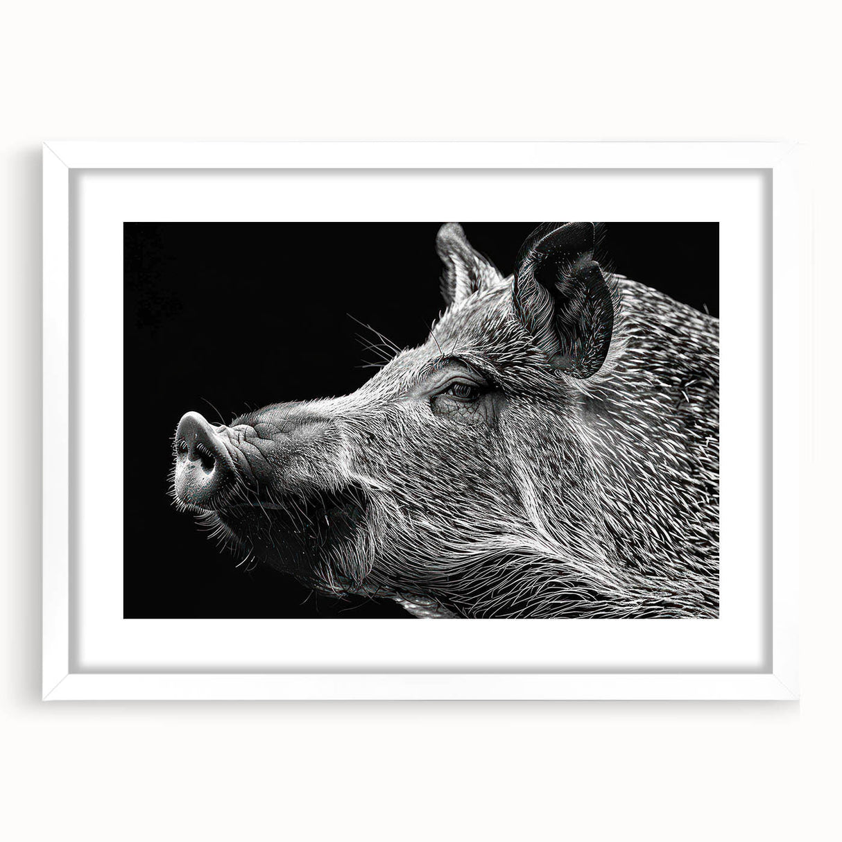 Framed wall art collection showcasing a whimsical pig design in vibrant colors, set against a white mat, ideal for animal lovers and home decor enthusiasts.