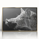 Framed wall art showcasing a whimsical pig design with vibrant colors, set against a gold-accented border, perfect for adding a playful touch to home decor.