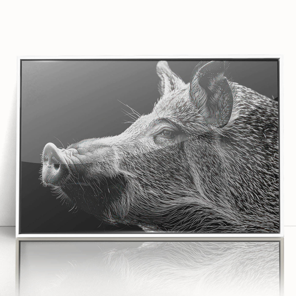 Framed acrylic wall art featuring a whimsical pig design, showcasing vibrant colors and playful illustrations, perfect for animal lovers and home decor enthusiasts.