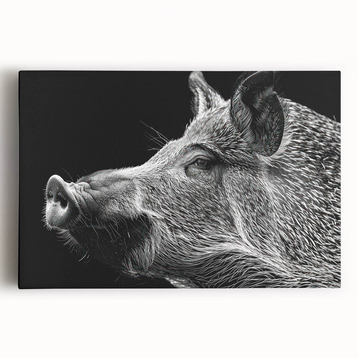 Vibrant stretched canvas wall art depicting a whimsical pig design, showcasing playful colors and intricate details, perfect for adding a touch of fun to home decor.
