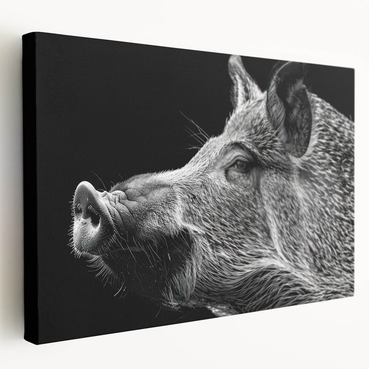 Stretched canvas wall art featuring a vibrant pig design, showcasing bold colors and intricate details, perfect for animal lovers and home decor enthusiasts.