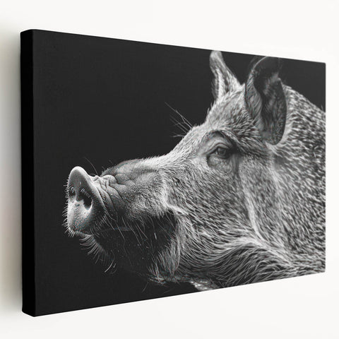 Stretched canvas wall art featuring a vibrant pig design, showcasing bold colors and intricate details, perfect for animal lovers and home decor enthusiasts.