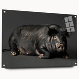 Acrylic glass wall art featuring a whimsical pig design from the "Animals A Wild Life" collection, showcasing vibrant colors and a modern aesthetic, perfect for animal lovers.