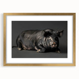 Framed wall art featuring a stylized pig design from the "Animals A Wild Life" collection, showcasing a gold mat and elegant frame, perfect for animal lovers.